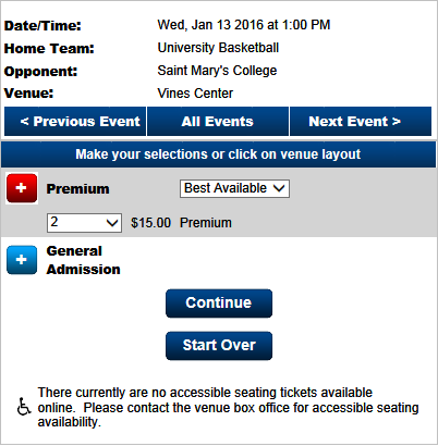 buying tickets to single events